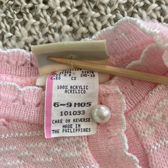 Vintage Babytogs Sweet Pink Button-Up Cardigan Baby Blouse Size 6-9 Months - Picture 8 of 8